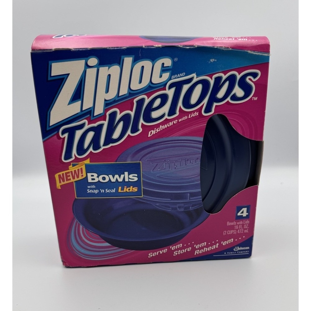 Ziploc Tabletops 16oz Bowls With Lids 4 Pack Vintage - New Open‎ Box